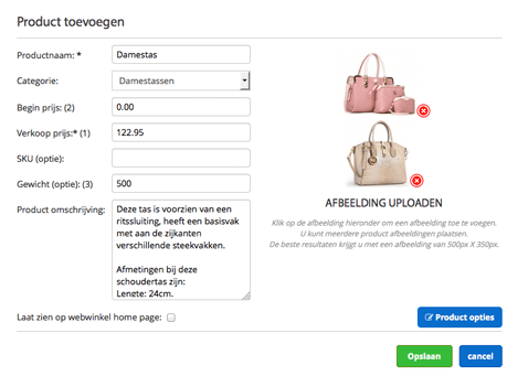Webwinkel website builder